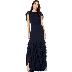 NWT Halston Dress | Dark Navy | Elegant ruffles